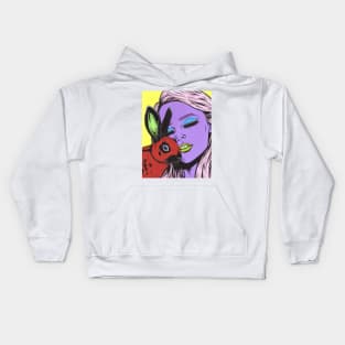 Girl With Rabbit Kids Hoodie